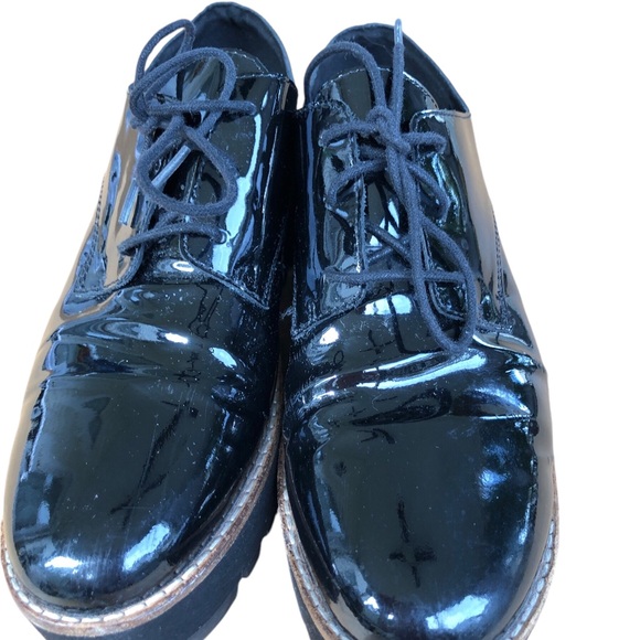 Eileen Fisher EDDY PATENT LEATHER PLATFORM black OXFORD size 6 nwot - Picture 11 of 13